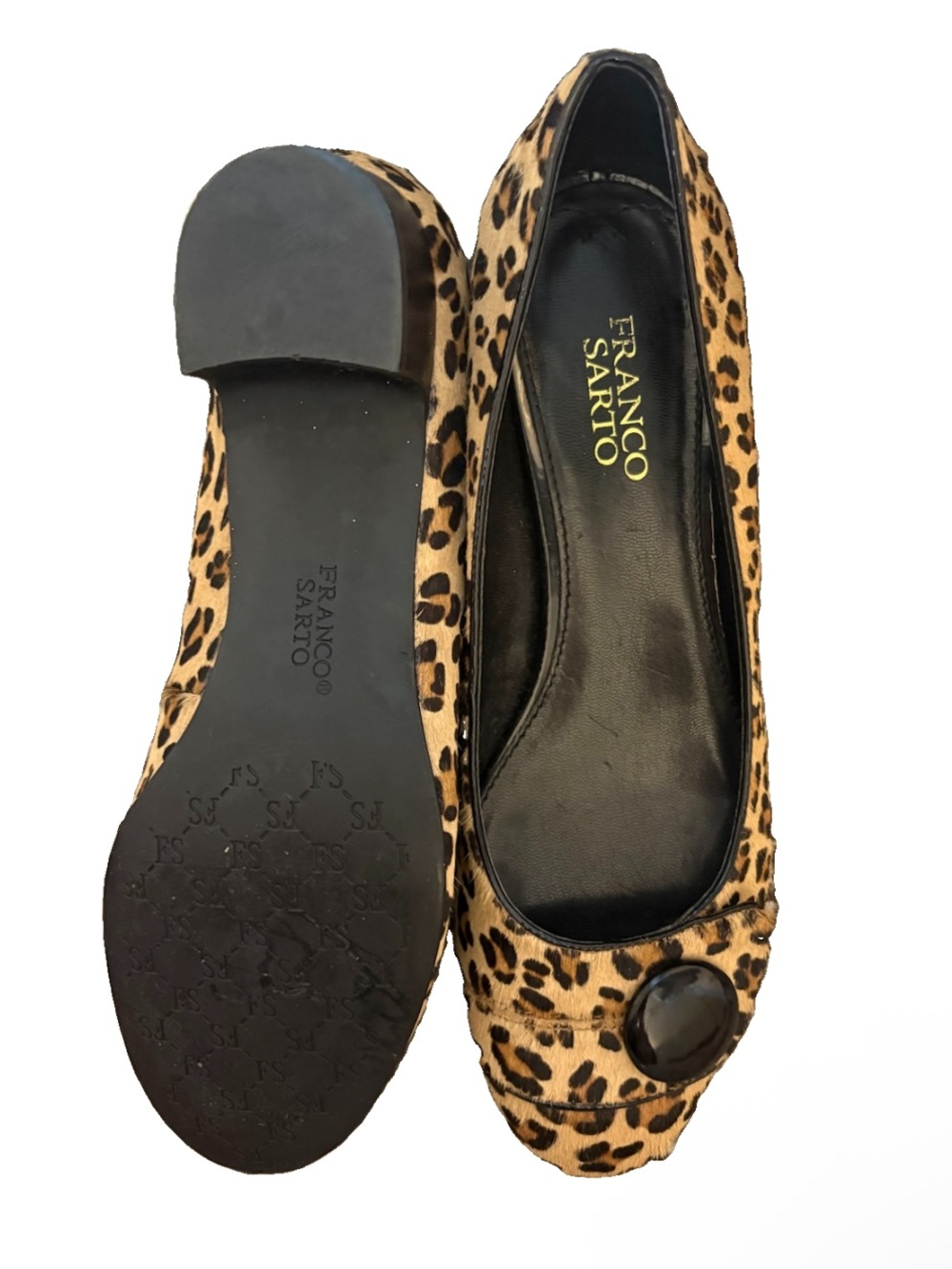 Franco Sarto Uri Leopard Print Block Heel Pumps/Flats - Picture 2 of 4